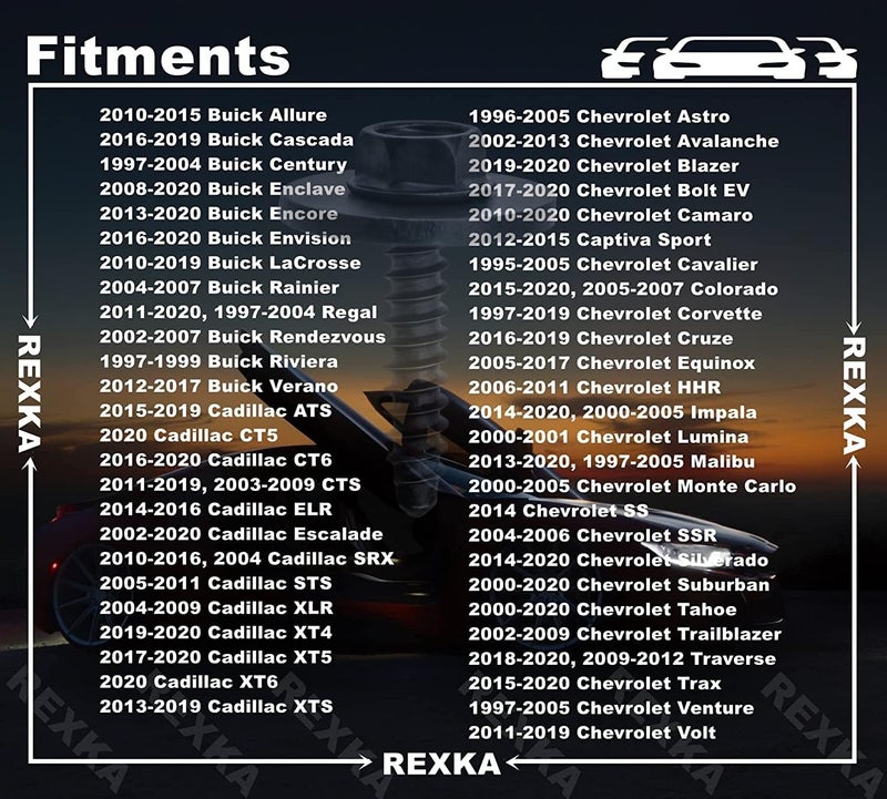 Rexka 20 Sets Multiporposes M4. 2x1. 41 Screws & Push-in U Nuts Kit for GM 11609952 11570498 -Fender Bumper Hood Headlamp Hood Trunk - Image 3